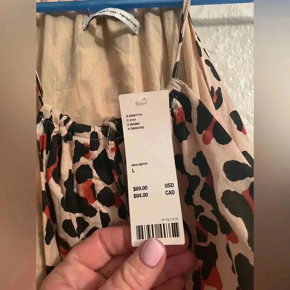 NWT Urban Outfitters Kendal Brown/Tan Cheetah Animal Print Tiered Romper; size L - Picture 5 of 8